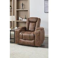 More4Homes Ashton Electric Recliner Technology Fabric USB-C Charging Recliner Chair in Brown