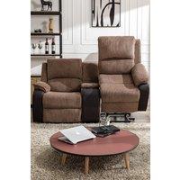 More4Homes Postana Single Motor Rise Recliner 2 Seater Cord Drinks Console Sofa in Brown