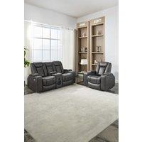 More4Homes Ashton Electric Recliner 1+2 Seater Sofa Set Technology Fabric With Speakers & Usb-C Charging in Grey
