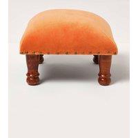 Homescapes Mable Velvet Square Footstool in Orange
