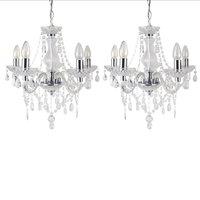 First Choice Lighting Set of 2 Clear & Chrome Marie Therese Style 5 x 40W Chandelier