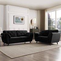 Home Detail Mona 2+3 Seater Sofa Set in Black