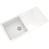 Balterley 100cm Kitchen Single Bowl Composite Sink, Overflow, Drainer Matt White