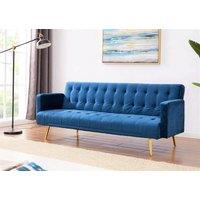 Comfy Living Ltd Plush Velvet Sofa Bed In Various Colours With Gold Metal Legs in Blue