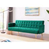 Comfy Living Ltd Plush Velvet Sofa Bed In Various Colours With Gold Metal Legs in Green