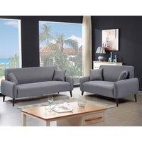 Comfy Living Ltd Grey Linen Fabric 3 Seat 2 Seat Sofa Set