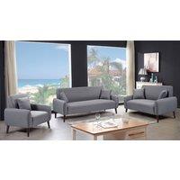 Comfy Living Ltd Grey Linen Fabric 3 Seat 2 Seat Arm Chair Sofa Set