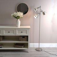 ValueLights Albie 3 Way Adjustable Directional Floor Lamp with LED Bulbs in Silver