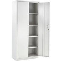 Moderna Metal Storage Cabinet with Lock Tall Grey Cupboard, 4 Shelves 180cm