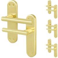AFIT T-Bar Satin Brass Internal Latch Backplate Handles x4 Pair in Gold | Size: 150mm x 150mm