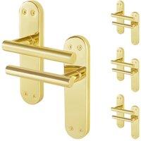 AFIT T-Bar Polished Brass Internal Latch Backplate Handles x4 Pair in Gold | Size: 150mm x 150mm