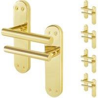 AFIT T-Bar Polished Brass Internal Latch Backplate Handles x5 Pair in Gold | Size: 150mm x 150mm