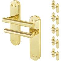 AFIT T-Bar Polished Brass Internal Latch Backplate Handles x6 Pair in Gold | Size: 150mm x 150mm