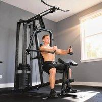 SPORTNOW Multi Gym with Adjustable Seat & Back, 45kg Weight Stack in Black