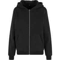 Build Your Brand Women's Fluffy Full Zip Hoodie in Black | Size: 16