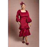 Coast Women's Plus Scuba Midi Dress With Square Neck in Berry | Size: 24