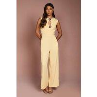 Coast Women's Keyhole Button Detail Crepe Wide Leg Jumpsuit in Butter | Size: 12