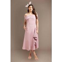 Coast Women's Bardot Waterfall Crepe Midi Dress in Pink | Size: 16