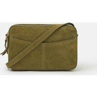 Accessorize Women's Double Zip Suede Camera Bag in Green