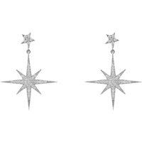 Latelita Women's Petite Star Burst Drop Earrings Silver in White