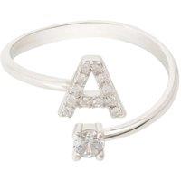 Latelita Women's Initial Ring Silver A in White