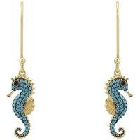 Latelita Women's Seahorse Turquoise Drop Earrings Gold in Blue