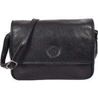 House of Leather Women's Womens Real Leather Cross Body Bag Flap Over Organiser Satchel HOL7002 Black | Size: Small