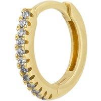 Spero London Women's Fine Classic Pave Hoop Single Earring 14ct Solid Gold
