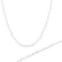 Spero London Women's Love Heart Sterling Silver Chain Bracelet & Necklace Set