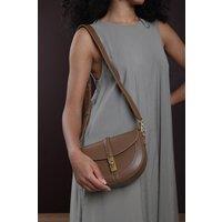 Where's That From Women's 'Breeze' Faux Leather Shoulder Bag With Gold Lock Detail in Brown