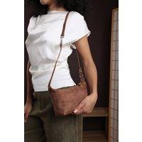 Where's That From Women's 'Caramel' Suede Finish Sling Handbag with Adjustable Shoulder Strap in Brown
