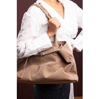 Where's That From Women's 'Drift' Suede Slouchy Shoulder Tote Bag in Nude