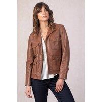 Lakeland Leather Women's 'Belah' Leather Blazer Jacket in Brown | Size: 12