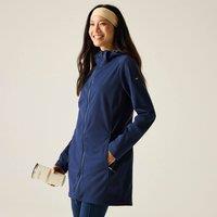 Regatta Women's Carisbrooke Water-Repellent Longline Hooded Softshell Jacket in Mid Navy | Size: 12