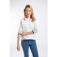 Weird Fish Women's Sutton Striped Knitted Crew Jumper in Cream | Size: 8