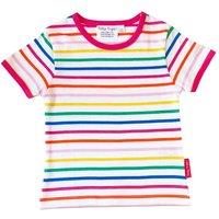 Toby Tiger Pink Rainbow Stripe Print Short-Sleeved T-Shirt | Size: 6-12 m