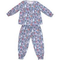 Fox In A Box Girl's Twilight Woodland Cotton Trouser Pyjama Set in Blue | Size: 3-4 Years