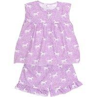 Fox In A Box Girl's Magical Unicorn Purple Cotton Short Pyjama Set | Size: 2-3 Years