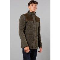 Kensington Eastside Men's Diamond Quilted Jacket with Corduroy Detail in Khaki | Size: Medium