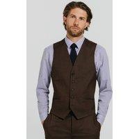 Dobell Men's Brown Twill Waistcoat | Size: Medium