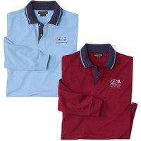 Atlas for Men Men's Long-Sleeved Polo Shirt Pack of 2 in Maroon | Size: 5XL