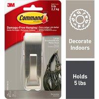 3M CLAW Command Modern Reflections Brushed Nickel Large Metal Hook MR03-BN in Metallic Silver