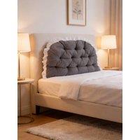 Living and Home Ruffled Tufted Princess-Style Bed Backrest Pillow in Dark Grey | Size: 50 cm x 100 cm