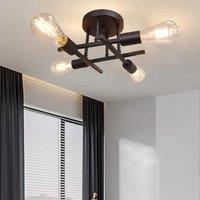 COMELY Vintage Semi Flush Mount 4 Light Ceiling Lights, Industrial Chandelier in Black
