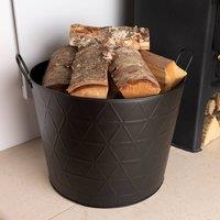 Charles Bentley Yew Fireside Log Bucket Contemporary Design Iron Matte Black | Size: Large