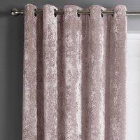 Intimates Crushed Velvet Ready Made Eyelet Curtains in Dusty Pink | Size: 168 cm width x 229 cm drop