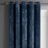 Intimates Velvet Ring Top Curtains - Door Drapes with Plush Texture in Navy | Size: 117 cm width x 214 cm drop