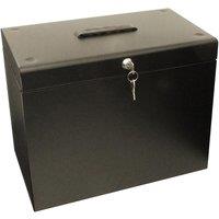 mysmartbuy Metal Lockable A4 File Box with 5 Suspension Files in Black