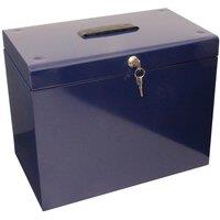 mysmartbuy Metal Lockable A4 File Box with 5 Suspension Files in Blue