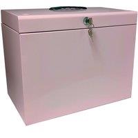 mysmartbuy Metal Lockable A4 File Box with 5 Suspension Files in Pink